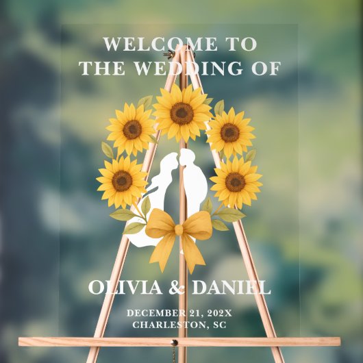 Golden Sunflower Fall Wedding Welkom Acryl Bord (Neutraal)