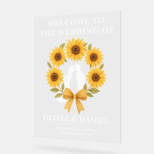 Golden Sunflower Fall Wedding Welkom Acryl Bord (Hoek)