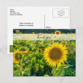 Golden Sunflower Field Hartelijk dank Briefkaart (Voorkant / Achterkant)