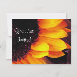 Golden Sunflower Floral Flower You are Invited Kaart
