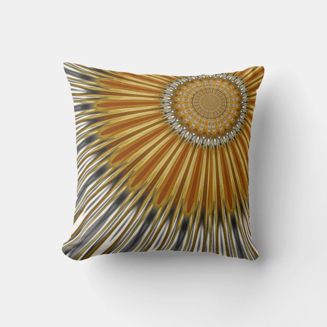 Golden Sunflower Geometric Flower Decor Cushion Kussen (Voorkant)