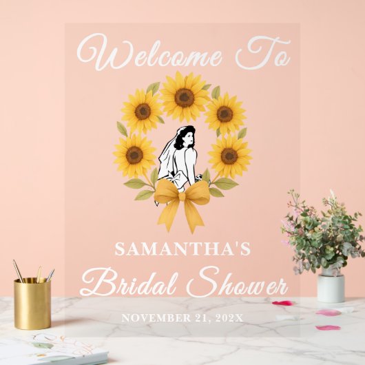 Golden Sunflower Herfst Vrijgezellenfeest Welkom Acryl Bord (Huwelijk)