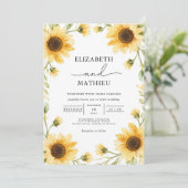 Golden Sunflower Meadow Border Wedding Kaart (Staand voorkant)