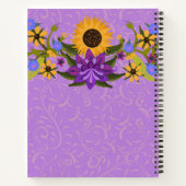 Golden Sunflower on Lavender Swirls Notitieboek (Achterkant)