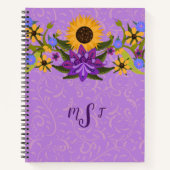 Golden Sunflower on Lavender Swirls Notitieboek (Voorkant)