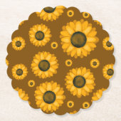 Golden Sunflower Patroon Kartonnen Onderzetters (Voorkant)