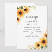 Golden Sunflower Rustic Bloom Wedding Kaart (Voorkant / Achterkant)