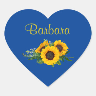 Golden Sunflower Sjabloon, aanpassen, Hart Sticker