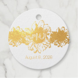 Golden Sunflower trio - gepersonaliseerde bruiloft Bedankjes Labels