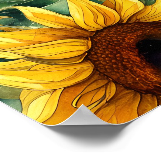 Golden Sunflower Triptych Poster (Hoek)