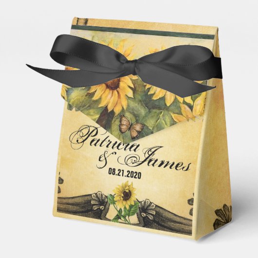 Golden Sunflower Wedding Favor Boxes Bedankdoosjes (Voorkant Zijde)