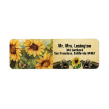 Golden Sunflower Wedding Return Address Labels