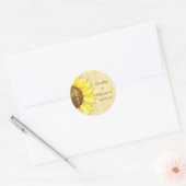 Golden Sunflower Wedding Save the Date Ronde Sticker (Envelop)