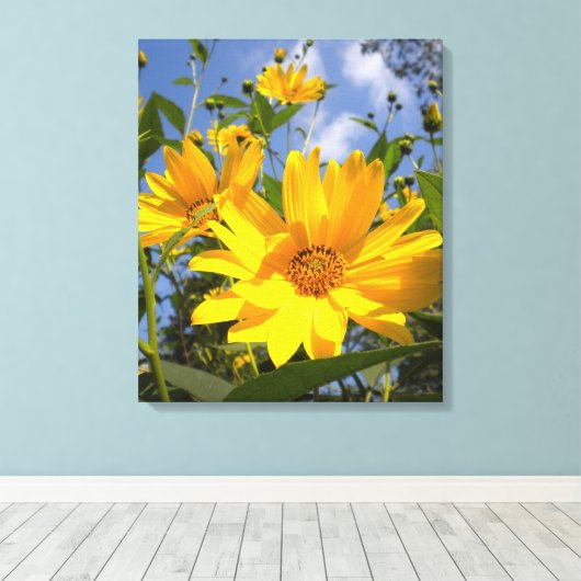 Golden Sunflower Wrapped Canvas (Insitu (Houten vloer))