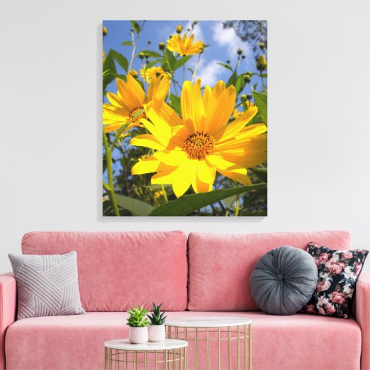 Golden Sunflower Wrapped Canvas (Insitu (Woonkamer))