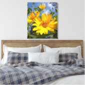 Golden Sunflower Wrapped Canvas Afdruk (Insitu (Slaapkamer))