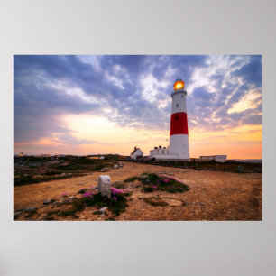 Golden Sunrise bij Portland Bill Lighthouse Poster