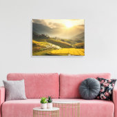 Golden Sunrise boven de weelderige rijstvelden Canvas Afdruk (Insitu (Woonkamer))
