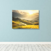 Golden Sunrise boven de weelderige rijstvelden Canvas Afdruk (Insitu (Houten vloer))
