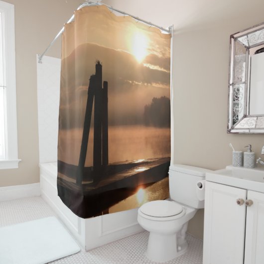 Golden Sunrise boven het waterdouchergordijn Douchegordijn (In situ)