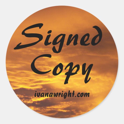 Golden Sunrise Foto Ondertekend Exemplaar met URL Ronde Sticker (Voorkant)