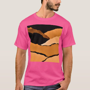 Golden Sunrise Mountains Abstracte gescheurde ontk T-shirt