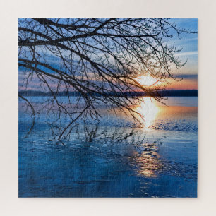 Golden Sunrise over het Inspirerend meer Legpuzzel