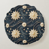 Golden Suns en hemelse golven Rond Kussen (Achterkant)