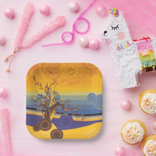 Golden Sunset Art Papieren Bordje (Feest)