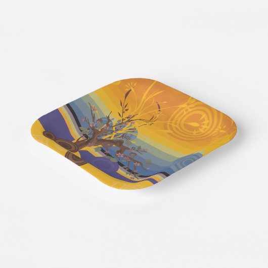 Golden Sunset Art Papieren Bordje (Gebogen)