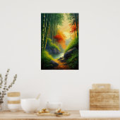 Golden Sunset Badt het Bamboe Bos Poster (Keuken)