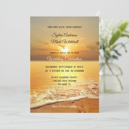 Golden Sunset Beach Weddenschap Kaart (Staand voorkant)