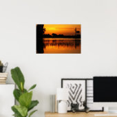 Golden Sunset Behind a Lake Poster (Thuiskantoor)