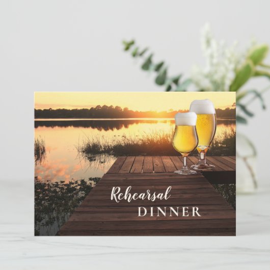 Golden Sunset Bier repetitie diner uitnodiging (Staand voorkant)
