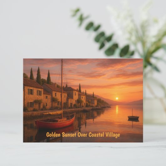 Golden Sunset boven de Kaart van Coastal Village (Staand voorkant)