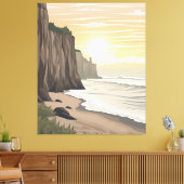 Golden Sunset Cliffs met uitzicht op de serene oce Canvas Afdruk (Insitu (Woonkamer))