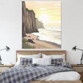 Golden Sunset Cliffs met uitzicht op de serene oce Canvas Afdruk (Insitu (Slaapkamer))