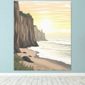 Golden Sunset Cliffs met uitzicht op de serene oce Canvas Afdruk (Insitu (Houten vloer))