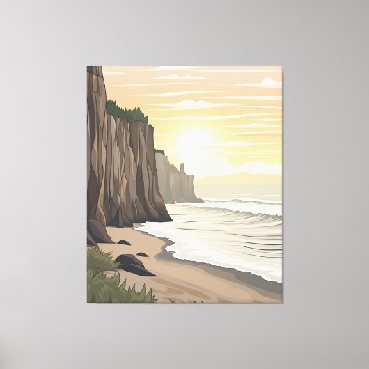 Golden Sunset Cliffs met uitzicht op de serene oce Canvas Afdruk (Voorkant)