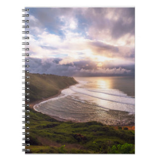 Golden Sunset Coastline Ocean Landscape Art Print Notitieboek