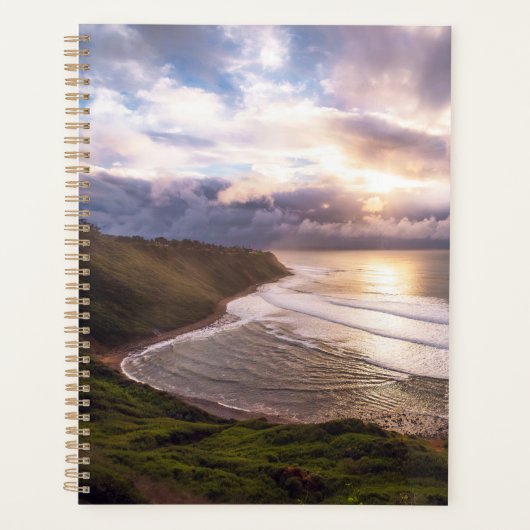 Golden Sunset Coastline Ocean Landscape Art Print Planner (Voorkant)