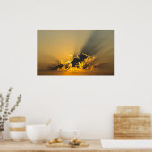 Golden Sunset die een wolk verlicht Poster (Keuken)