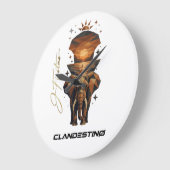 Golden Sunset Elephant Wall Clock – Nature Art Grote Klok (Hoek)