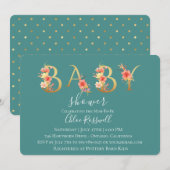 Golden Sunset Floral Baby shower Invitation Kaart (Voorkant / Achterkant)