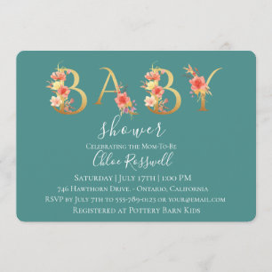 Golden Sunset Floral Baby shower Invitation Kaart