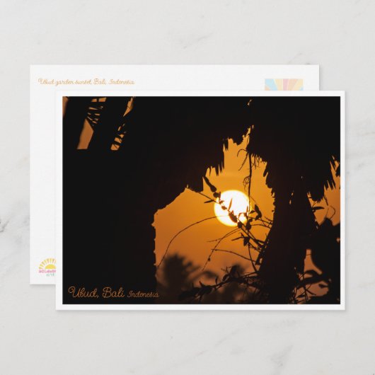 Golden Sunset Garden Ubud – Art Postcard Briefkaart (Voorkant / Achterkant)