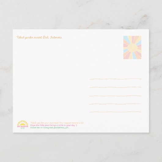 Golden Sunset Garden Ubud – Art Postcard Briefkaart (Achterkant)