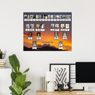 Golden Sunset Gepersonaliseerde Familiebomen Poster
