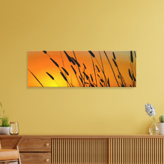 Golden Sunset Grains Landschap Canvas Print