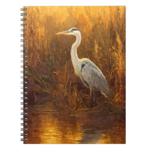 Golden Sunset Heron Marsh Reflectie Kunst Notitieboek